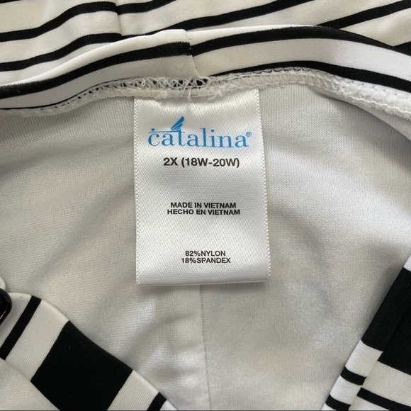 Catalina Black & White Striped One-piece Plus Size Swimsuit - Size 2x - Picture 5 of 6